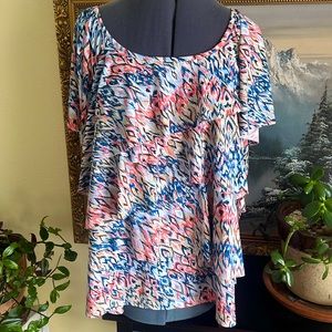 AGB Woman Feather Print Blouse